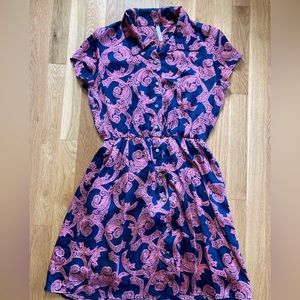 Vintage Style Paisley Blue and Pink Dress Sz 2